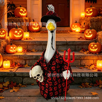 23-Inch Porch Goose Halloween Skeleton Costume for Outdoor Lawn