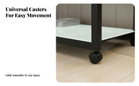 On Wheels Multi-Tier Rolling Side Table Modern Design Wheeled Shelf Universal Design Space-Saving Mobile Storage Easy Assembly for Apartment Dwellers, Homeowners, Office Workers, Living Room, Next to Sofa, Bedroom, Small Areas