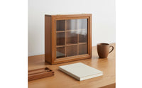 9-Compartment Box Compartmented Tray Wooden Compartment Box Wood Finish for Desk