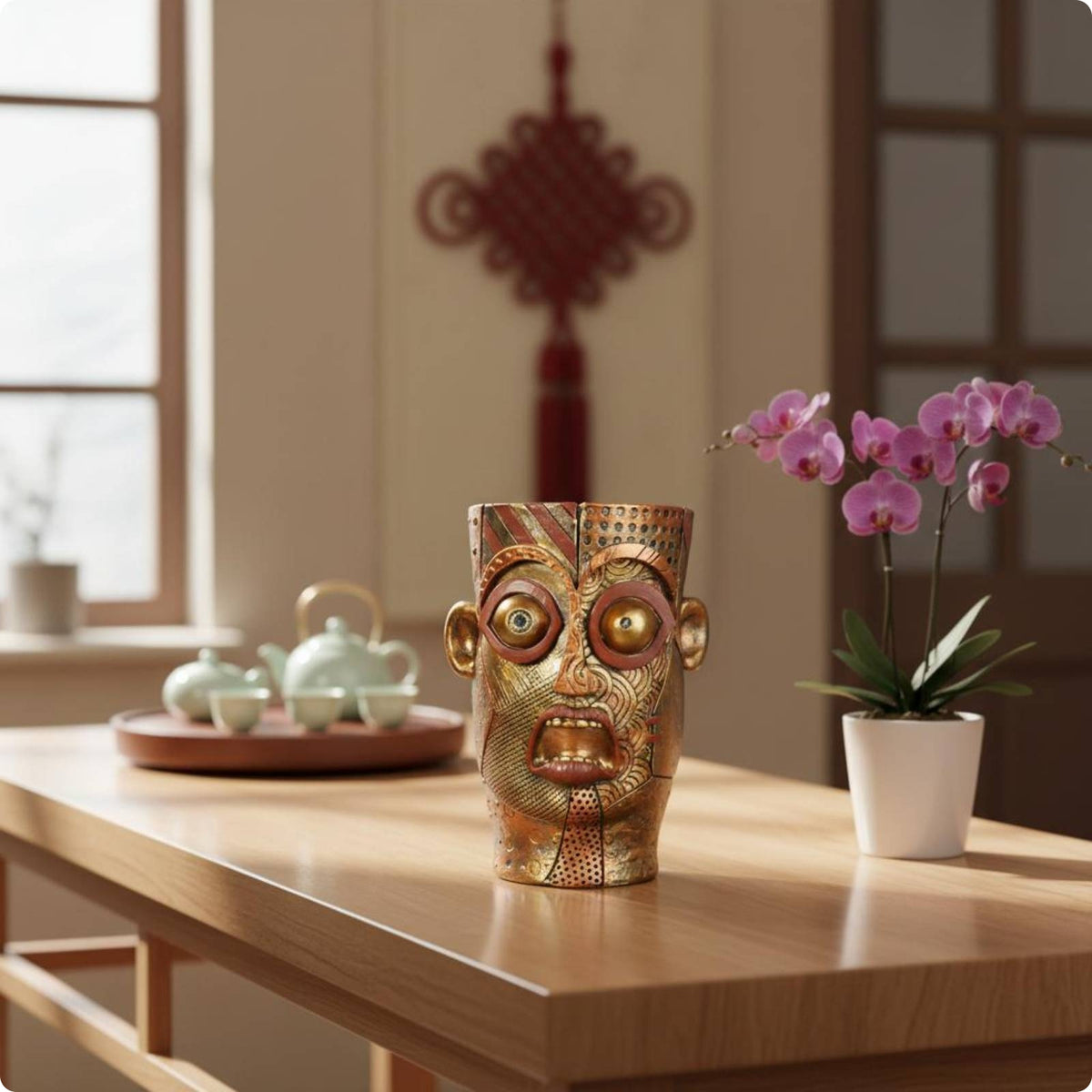 Human Facial Planter Resin Facial Planter Shiny Finish House Decoration