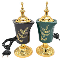 Plug-in Ceramic Incense Burner, Southeast Asian Style, Electroplated Finish