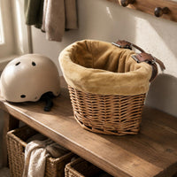 Small Front Wicker Basket Handwoven Children Bike Basket Reinforced