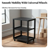 1 Open Frame Rack Adjustable Network Rack Multi-layer Equipment Shelf Mobile Unit Steel Construction Suitable for IT Professionals Home Workspace Studios