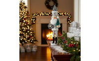 Solid Wood 42cm Wooden Nutcracker Artisan-Made Silver Glitter Nutcracker Holiday Decoration for Collectors, Mantelpiece, Home Decor, Tabletop