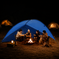 Blue Triangle Tarpaulin 480x480x200cm, Polyester Tarpaulin 2000mm Waterproof, Camping Tarp for Bushcraft & Outdoor Shelter