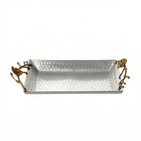Tabletop Decorative Tray with Branch Handles Hammered Decorative Serving Tray Polished Sculptural for Home Decorators, Hosts, Dining Table, Living Room, Entryway