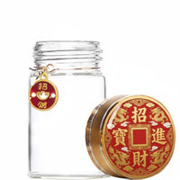 Golden Bead Savings Bottle Symbolizes Fortune Clear Saving Jar Dustproof House Decoration for Feng Shui Enthusiasts