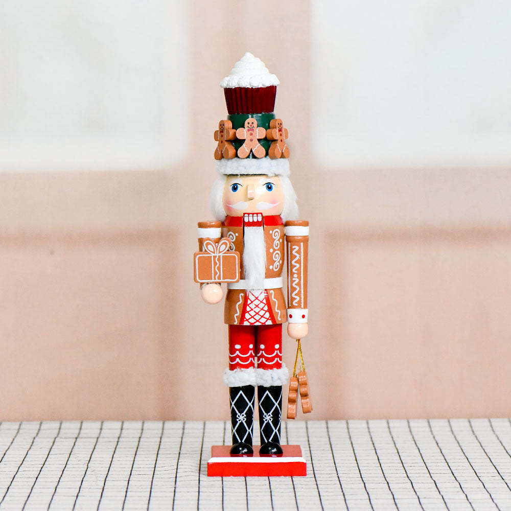 35cm Gingerbread Man Nutcracker Wooden Christmas Decoration, Painted