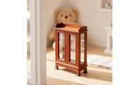 Dollhouse Cabinet with Glass Doors Freestanding Miniature Display Cabinet Realistic Miniature Furniture Display Shelf for Miniaturists, Diorama