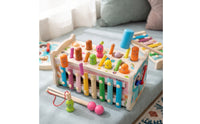 Toddler-Friendly Wooden Pounding Toy with Pegs Developmental Pounding Toy with Mallet Colorful Wooden Activity Box Educational for Toddlers, Playroom, Preschool