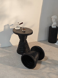Round Wooden Stool with Shelf