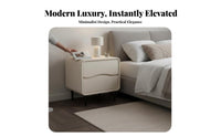 Fluted Drawer Nightstand Rounded Corners Wavy Front Cabinet Ample Storage