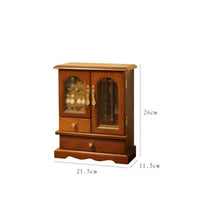 Glass Door Jewelry Cabinet Walnut Finish Home Organizer Large Capacity