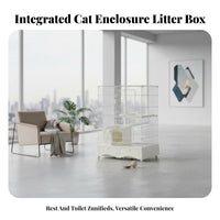 super Large Space 3-Story Cat Kennel with Litter Box Enclosure Spacious Interior Multi-Level Wire Crate Villa design pet Housing Easy to Clean for young cat Owners, Pet Parents, Indoors, Indoor, Living Room, Bedroom