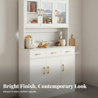 1 Piece Dining Room Buffet Hutch Cabinet Sideboard Drawers Glass Doors Large Capacity Multi-functional Storage Suitable for Homeowners Families Home Bar Living Room