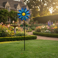 Rotating Flower Whirling Floral Ornament Colorful Metal Flower Stake