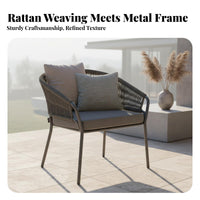 3 Pieces 3-Piece Woven Chat Set Nordic design Outdoor Furniture space-saving Easy Assembly for Apartment Dwellers, Homeowners