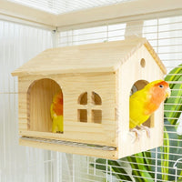 Pull-out Bottom Net Bird Nest, Wooden House for Parrots, Small Shelter Toy
