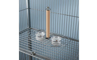 No-Mess Design Anti-Splash Bird Food Holder Easy to Clean Bird Perch with Food Bowls Long-Lasting Materials Hanging Parrot Feeder 360° Rotating for Cockatiels, Lovebirds, Small Parrots