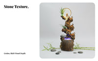 Ideal Gift Feng Shui Fountain Mist Creater Tabletop Water Fountain Artisan-Made Zen Water Feature with Light for Meditation Practitioners, Living Room, Office, Entryway