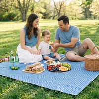 Portable Picnic Mat with Storage Bag, Oxford Fabric, PVC Waterproof Layer, Blue