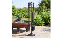 4 Pieces All Black Fireplace Tool Set with Stand Solid Fireplace Tool Set with Fire Iron Sturdy Hardware Heavy Duty for Homeowners, Hearth, Wood Wood-Burning Appliance