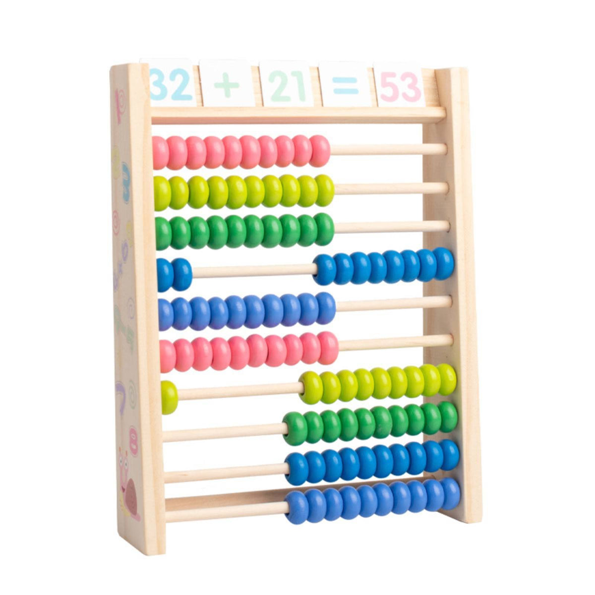 Wooden Abacus Develops Fine Motor Skills Kids Arithmetic Abacus Multi-Skill Development 10-Row Calculation Rack for Preschoolers, Daycare