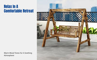 Garden Double Swing Chair, Outdoor Wooden Swing Seat, Balcony Indoor Leisure Chair for Home