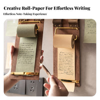 Hangable Retro Paper Roll Holder Easy Tear-Away Vintage Clipboard Notepad Decorative for Students, Cafe Owners, Study Room, Kitchen