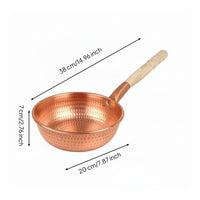 Copper Pot with Wooden Handle Thickened Saucepan Solid for Home Cooks
