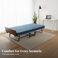 Space Saving Foldable Guest Bed Easy Storage Folding Bed with Mattress Comfortable Single Folding Cot Supportive for Guests, Adults, Hotel, Home, Office