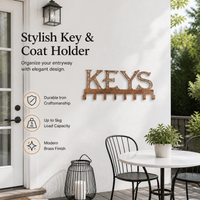 Modern Brass Key Holder, Wall Mounted Metal Key Hanger with Multi-Hooks, Hollow Carved Iron Key Hook for Front Door, 3-5kg Capacity