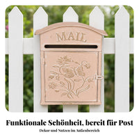 Vintage Wall Mailbox Weathered Finish Decorative Garden Mailbox Floral Relief