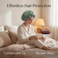 Satin Bonnet for Sleeping Double Layer, Adjustable Nightcap with Elastic Band, Soft Cap for Curly Protection Mixed Color