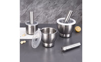 Stainless Steel Mortar and Pestle Set Heavy Duty Construction Stainless Steel Mortar and Pestle Non-Porous Surface Manual Garlic Crusher Bowl