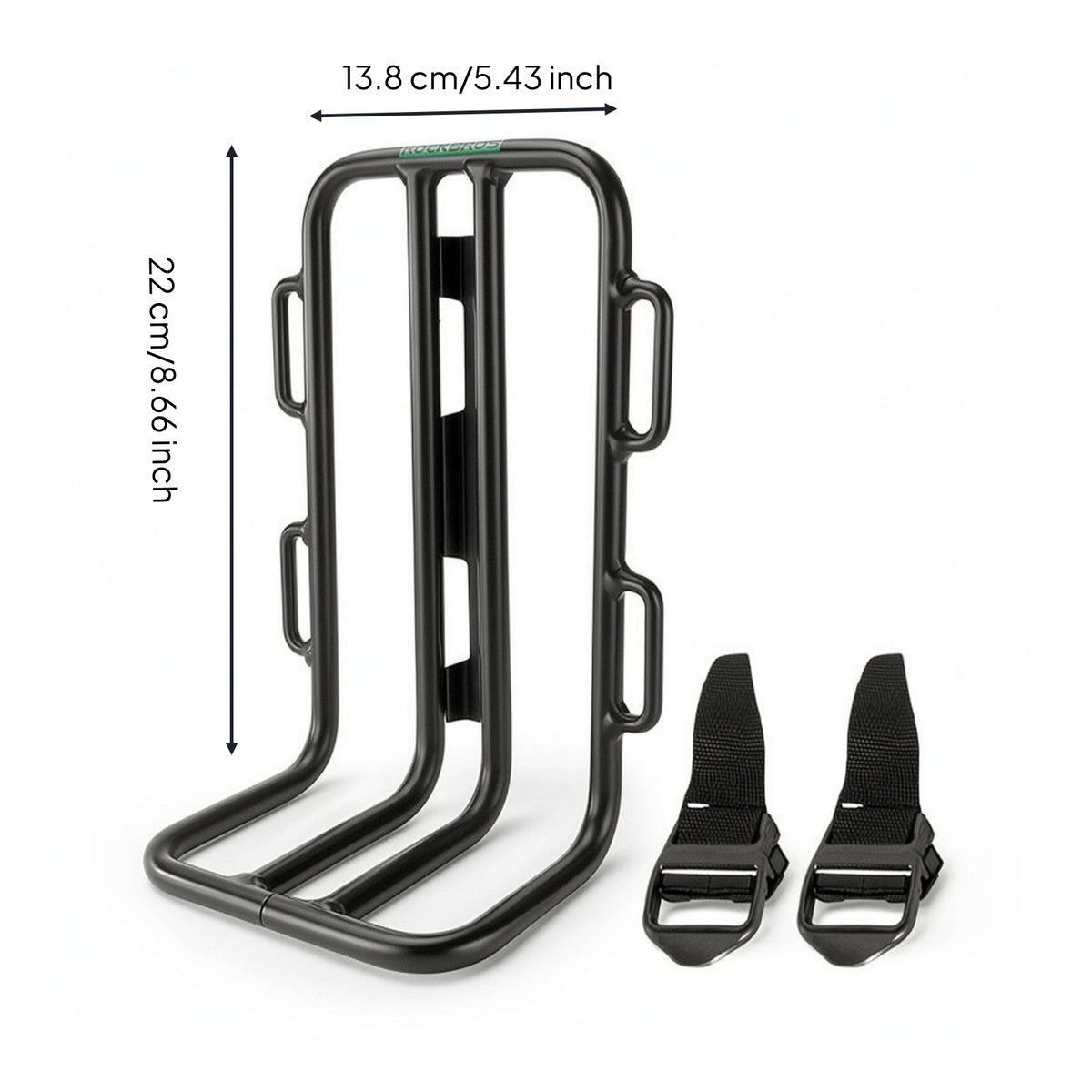 Black Fork Cargo Rack with Straps Rigid Front Rack with Adjustable Straps Sturdy Stable for Bikepackers