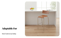 Bar Stool with supportrest Nordic Design Counter Chair Iron Frame Stable Wide Base for Restaurant