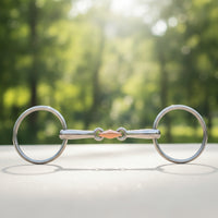 Copper-Jointed Horse Bit with Three-Piece Mouthpiece Polished Bit with Oval Rings Gentle Tack Comfortable for Everyday Riding