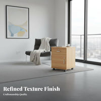 Lockable Nightstand 360° Rotating Wheels Rolling Cabinet with Lock Space-Saving