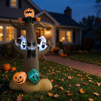 Lighted Inflatable Tree with Pumpkin Head Outdoor Halloween Inflatable Decoration Bright Spooky Tree with Pumpkin Ghost Sturdy for Yard