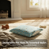 Winter Warmth Washable Dog Mat Thick Cotton Filling Dog Sleeping Pad Cartoon Print for Crate, Indoors, Living Room