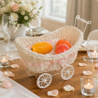 Tricycle Flower Basket Pink Home Decor Woven for Display
