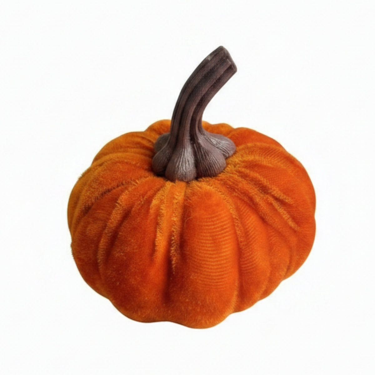 10 Pieces Pumpkin Ornament Small Ribbed Pumpkin Ornament Soft Velvet Texture for Thanksgiving, Halloween