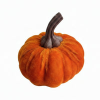10 Pieces Pumpkin Ornament Small Ribbed Pumpkin Ornament Soft Velvet Texture for Thanksgiving, Halloween