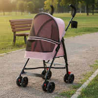 Foldable Pet Stroller Ventilated Lightweight Pet Stroller Cup Holder for Travel