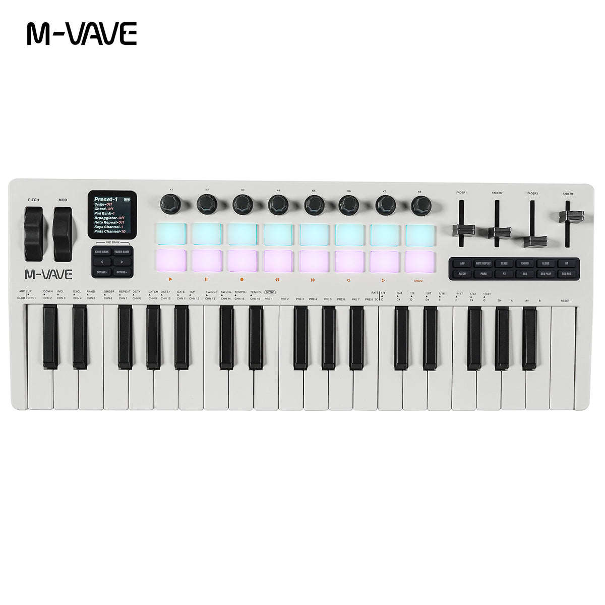 37-Key MIDI Keyboard Synthesizer with Rechargeable Battery