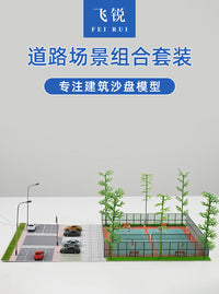 Sand Table Scene Building Model with Light, Parking Lot Simulation, City Street Assembly Kit 04