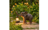 Elephant Statue with Lantern Rustproof Solar Elephant Statue Lawn for Homeowners