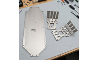 3 Pieces RC Car Guard Kit Machined RC Chassis Guard Set Chassis Plate with Mounting Holes Brushed Protector Metal
