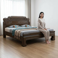 Classical Chinese Style Bed Mortise and Tenon Joinery Rosewood Foundation Bed Thickened Frame for Couples